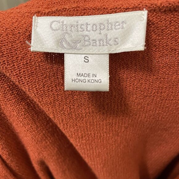 Christopher & Banks Button Up Cardigan V-Neck‎ Lightweight Orange Women's Small - Picture 6 of 7